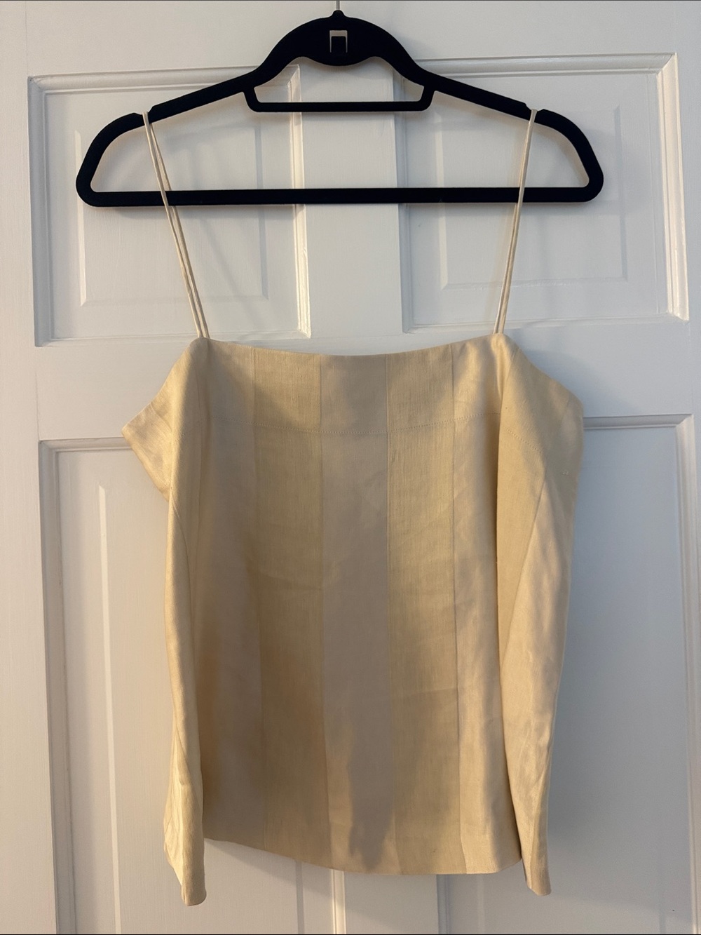 Jenni Kayne - Minimalist Cream Satin Cami Top with Spaghetti Straps